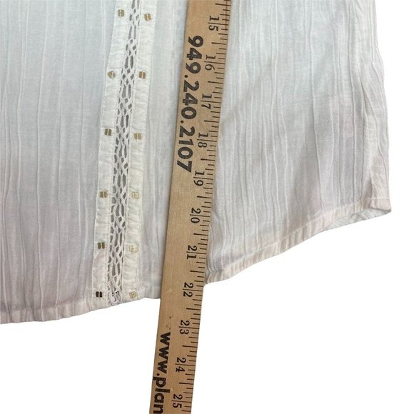 Free people Lantern Sleeve Ivory Lace Trim Blouse  S - Picture 6 of 7